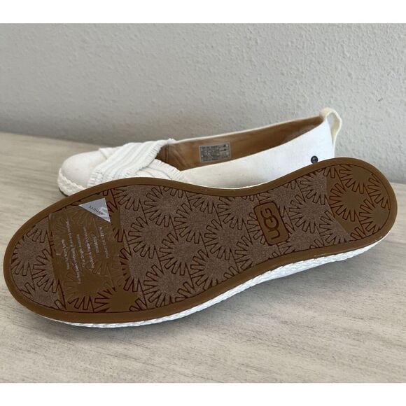 UGG Australia Women's Sz 6.5 Ynez White Shoes 1092238 Flats Canvas Slip On NEW - Picture 3 of 10